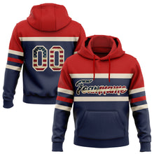 Загрузить изображение в средство просмотра галереи, Custom Stitched Navy Vintage USA Flag Cream-Red Line Sports Pullover Sweatshirt Hoodie
