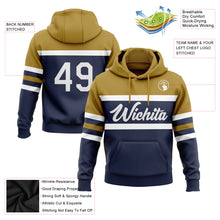 Laden Sie das Bild in den Galerie-Viewer, Custom Stitched Navy White-Old Gold Line Sports Pullover Sweatshirt Hoodie
