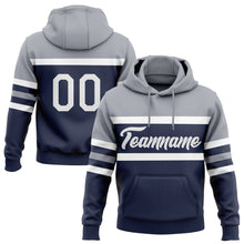 Загрузить изображение в средство просмотра галереи, Custom Stitched Navy White-Gray Line Sports Pullover Sweatshirt Hoodie
