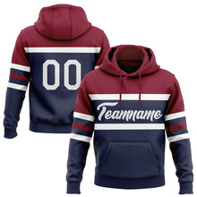 Загрузить изображение в средство просмотра галереи, Custom Stitched Navy White-Crimson Line Sports Pullover Sweatshirt Hoodie
