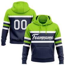 Charger l&#39;image dans la galerie, Custom Stitched Navy White-Neon Green Line Sports Pullover Sweatshirt Hoodie
