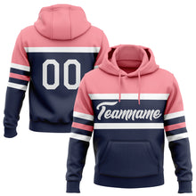 Charger l&#39;image dans la galerie, Custom Stitched Navy White-Medium Pink Line Sports Pullover Sweatshirt Hoodie
