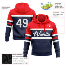 Laden Sie das Bild in den Galerie-Viewer, Custom Stitched Navy White-Fire Red Line Sports Pullover Sweatshirt Hoodie
