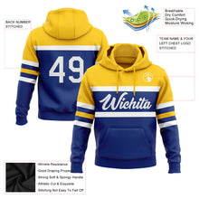 Laden Sie das Bild in den Galerie-Viewer, Custom Stitched Royal White-Yellow Line Sports Pullover Sweatshirt Hoodie
