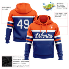 Laden Sie das Bild in den Galerie-Viewer, Custom Stitched Royal White-Orange Line Sports Pullover Sweatshirt Hoodie
