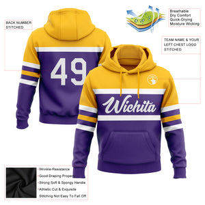 Custom Stitched Purple White-Gold Line Sports Pullover Sweatshirt Hoodie