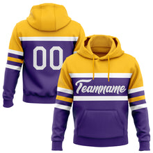 Загрузить изображение в средство просмотра галереи, Custom Stitched Purple White-Gold Line Sports Pullover Sweatshirt Hoodie
