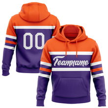 Загрузить изображение в средство просмотра галереи, Custom Stitched Purple White-Orange Line Sports Pullover Sweatshirt Hoodie
