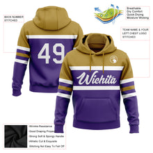 Загрузить изображение в средство просмотра галереи, Custom Stitched Purple White-Old Gold Line Sports Pullover Sweatshirt Hoodie
