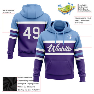 Custom Stitched Purple White-Light Blue Line Sports Pullover Sweatshirt Hoodie