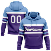 Загрузить изображение в средство просмотра галереи, Custom Stitched Purple White-Light Blue Line Sports Pullover Sweatshirt Hoodie
