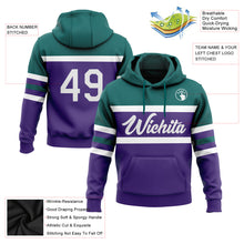 Charger l&#39;image dans la galerie, Custom Stitched Purple White-Teal Line Sports Pullover Sweatshirt Hoodie
