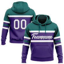 Charger l&#39;image dans la galerie, Custom Stitched Purple White-Teal Line Sports Pullover Sweatshirt Hoodie
