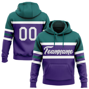 Custom Stitched Purple White-Teal Line Sports Pullover Sweatshirt Hoodie