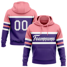 Загрузить изображение в средство просмотра галереи, Custom Stitched Purple White-Medium Pink Line Sports Pullover Sweatshirt Hoodie
