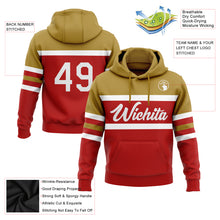 Загрузить изображение в средство просмотра галереи, Custom Stitched Red White-Old Gold Line Sports Pullover Sweatshirt Hoodie
