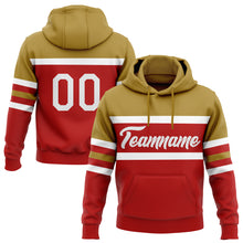 Загрузить изображение в средство просмотра галереи, Custom Stitched Red White-Old Gold Line Sports Pullover Sweatshirt Hoodie
