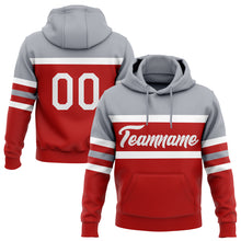 Load image into Gallery viewer, Custom Stitched Red White-Gray Line Sports Pullover Sweatshirt Hoodie
