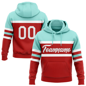 Custom Stitched Red White-Ice Blue Line Sports Pullover Sweatshirt Hoodie