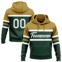 Charger l&#39;image dans la galerie, Custom Stitched Green White-Old Gold Line Sports Pullover Sweatshirt Hoodie
