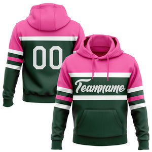 Custom Stitched Green White-Pink Line Sports Pullover Sweatshirt Hoodie