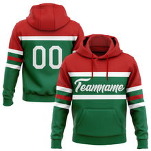 Загрузить изображение в средство просмотра галереи, Custom Stitched Kelly Green White-Red Line Sports Pullover Sweatshirt Hoodie
