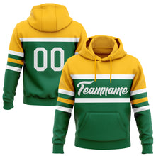 Загрузить изображение в средство просмотра галереи, Custom Stitched Kelly Green White-Gold Line Sports Pullover Sweatshirt Hoodie
