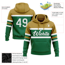 Загрузить изображение в средство просмотра галереи, Custom Stitched Kelly Green White-Old Gold Line Sports Pullover Sweatshirt Hoodie
