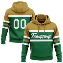 Laden Sie das Bild in den Galerie-Viewer, Custom Stitched Kelly Green White-Old Gold Line Sports Pullover Sweatshirt Hoodie
