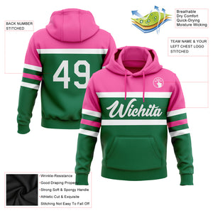 Custom Stitched Kelly Green White-Pink Line Sports Pullover Sweatshirt Hoodie