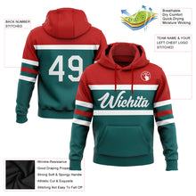 Charger l&#39;image dans la galerie, Custom Stitched Teal White-Red Line Sports Pullover Sweatshirt Hoodie
