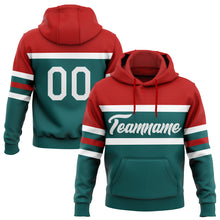 Charger l&#39;image dans la galerie, Custom Stitched Teal White-Red Line Sports Pullover Sweatshirt Hoodie
