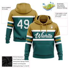 Charger l&#39;image dans la galerie, Custom Stitched Teal White-Old Gold Line Sports Pullover Sweatshirt Hoodie
