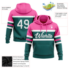 Загрузить изображение в средство просмотра галереи, Custom Stitched Teal White-Pink Line Sports Pullover Sweatshirt Hoodie
