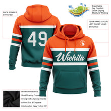 Загрузить изображение в средство просмотра галереи, Custom Stitched Teal White-Orange Line Sports Pullover Sweatshirt Hoodie
