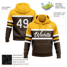 Laden Sie das Bild in den Galerie-Viewer, Custom Stitched Brown White-Gold Line Sports Pullover Sweatshirt Hoodie
