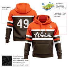 Load image into Gallery viewer, Custom Stitched Brown White-Orange Line Sports Pullover Sweatshirt Hoodie
