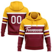 Загрузить изображение в средство просмотра галереи, Custom Stitched Crimson White-Gold Line Sports Pullover Sweatshirt Hoodie
