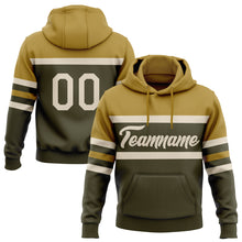 Charger l&#39;image dans la galerie, Custom Stitched Olive Cream-Old Gold Line Sports Pullover Sweatshirt Salute To Service Hoodie
