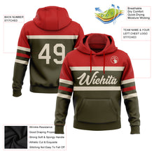 Laden Sie das Bild in den Galerie-Viewer, Custom Stitched Olive Cream-Red Line Sports Pullover Sweatshirt Salute To Service Hoodie
