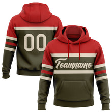 Загрузить изображение в средство просмотра галереи, Custom Stitched Olive Cream-Red Line Sports Pullover Sweatshirt Salute To Service Hoodie
