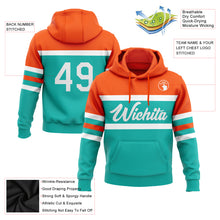 Load image into Gallery viewer, Custom Stitched Aqua White-Orange Line Sports Pullover Sweatshirt Hoodie
