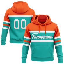 Загрузить изображение в средство просмотра галереи, Custom Stitched Aqua White-Orange Line Sports Pullover Sweatshirt Hoodie
