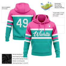 Загрузить изображение в средство просмотра галереи, Custom Stitched Aqua White-Pink Line Sports Pullover Sweatshirt Hoodie
