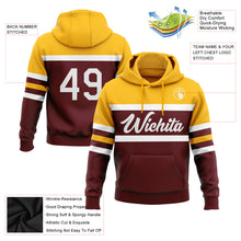 Загрузить изображение в средство просмотра галереи, Custom Stitched Burgundy White-Gold Line Sports Pullover Sweatshirt Hoodie
