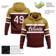 Charger l&#39;image dans la galerie, Custom Stitched Burgundy White-Old Gold Line Sports Pullover Sweatshirt Hoodie
