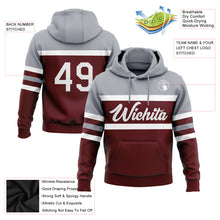 Charger l&#39;image dans la galerie, Custom Stitched Burgundy White-Gray Line Sports Pullover Sweatshirt Hoodie
