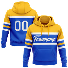 Charger l&#39;image dans la galerie, Custom Stitched Thunder Blue White-Gold Line Sports Pullover Sweatshirt Hoodie
