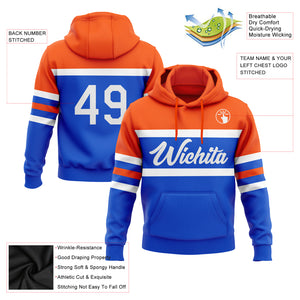 Custom Stitched Thunder Blue White-Orange Line Sports Pullover Sweatshirt Hoodie