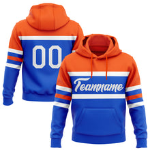 Load image into Gallery viewer, Custom Stitched Thunder Blue White-Orange Line Sports Pullover Sweatshirt Hoodie
